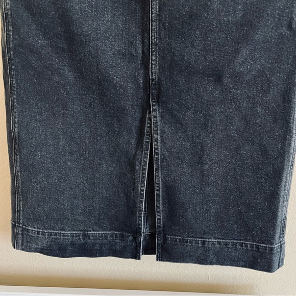 Madewell Jean Midi Skirt Stretch Straight Demim Black Cadman Wash - Picture 7 of 14